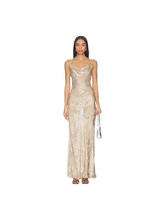 L'AGENCE Dresses & Skirts - L'AGENCE Christine Burnout Satin Cowl Gown in Feather Grey Beige  XS